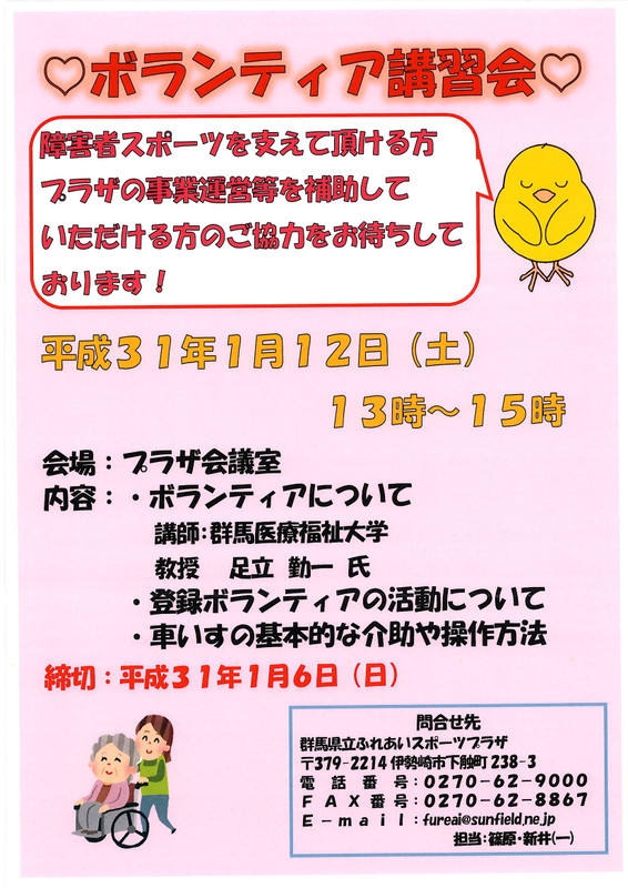 ｎｐｏ ボランティアサロンぐんま 障害者スポーツ ボランティア講習会
